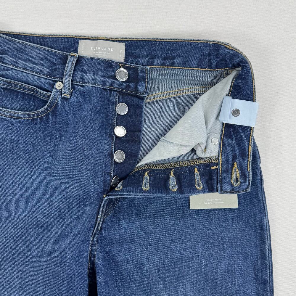 Everlane Women's 90's Way High Straight Leg Jean Size 25 Long Mid Indigo - Picture 3 of 16